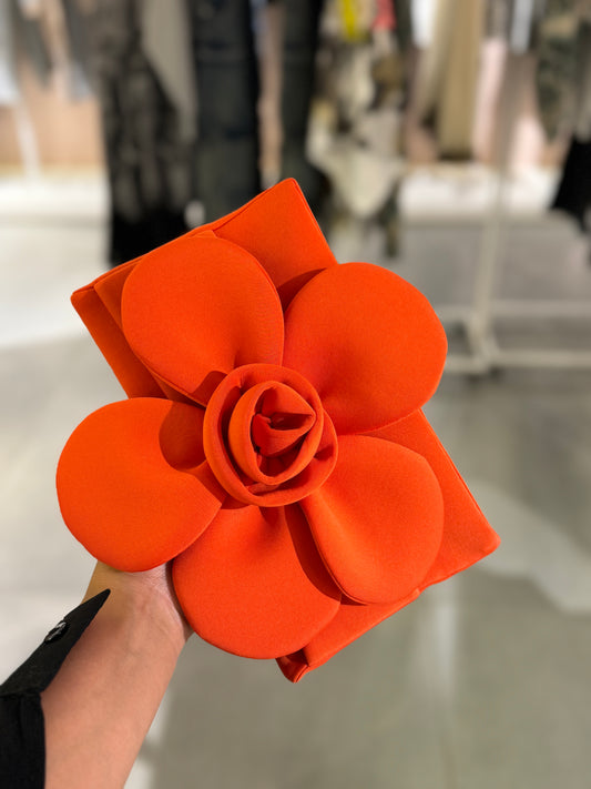 Flower clutch in Orange