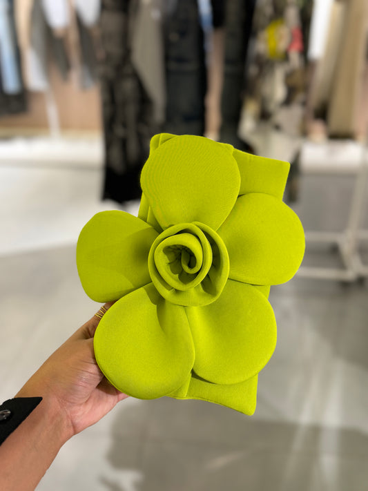 Flower clutch in lime Green